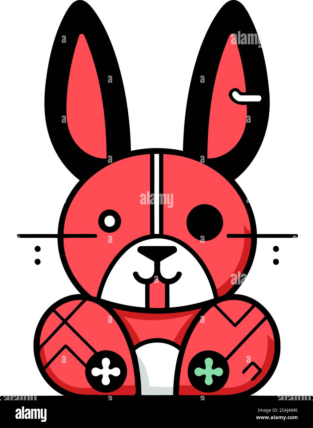Rabbit vector illustration in flat style. Cute cartoon animal Stock ...