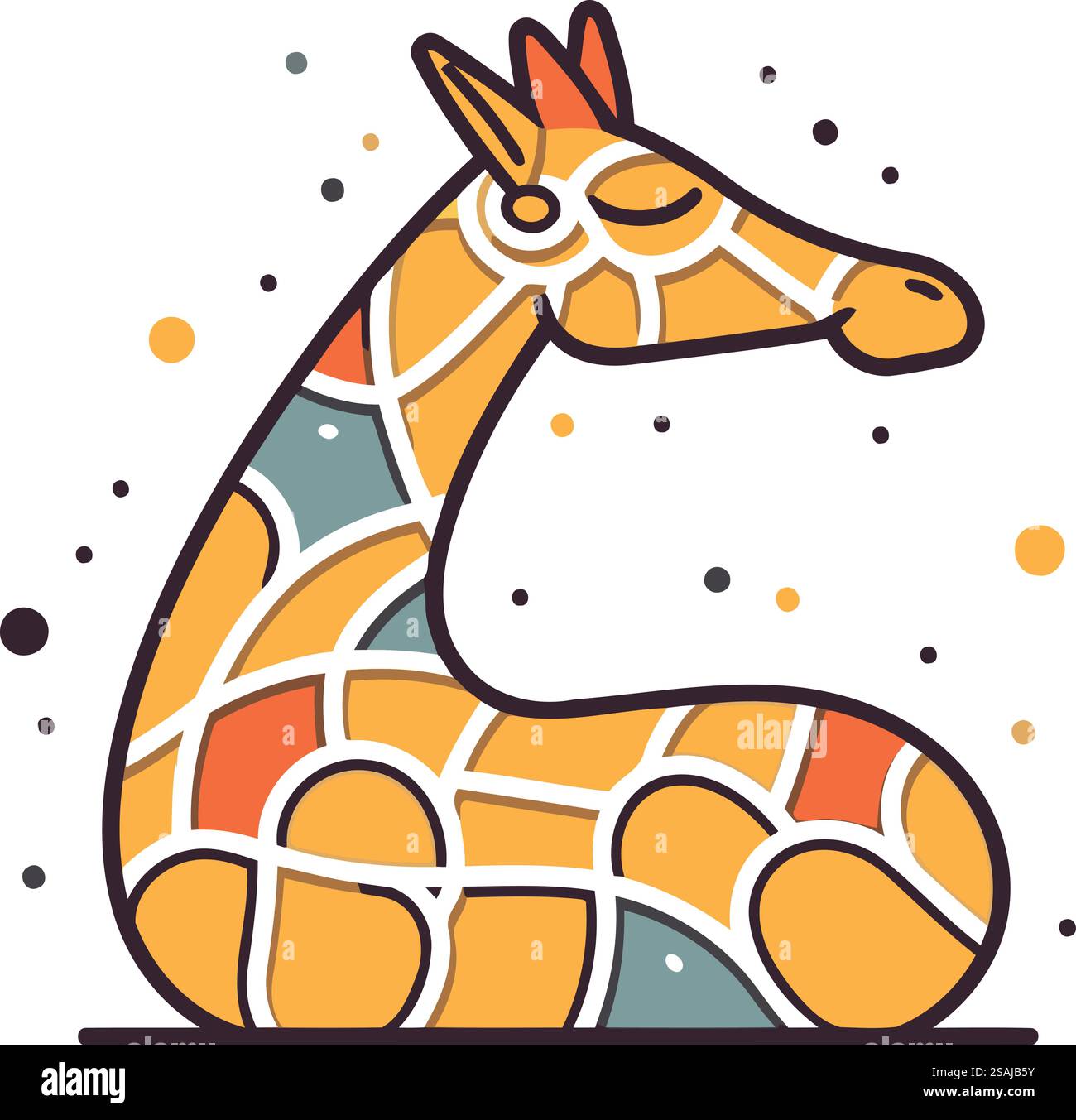 Cute giraffe. Vector illustration in a flat linear style Stock Vector ...