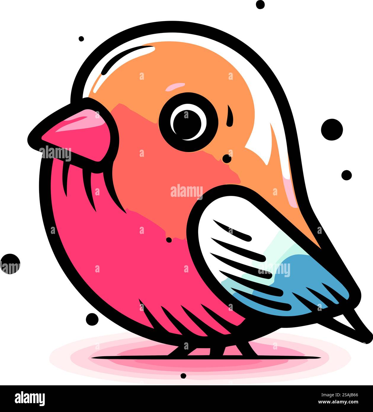 Vector illustration of cute bird. Isolated on white background. Flat ...