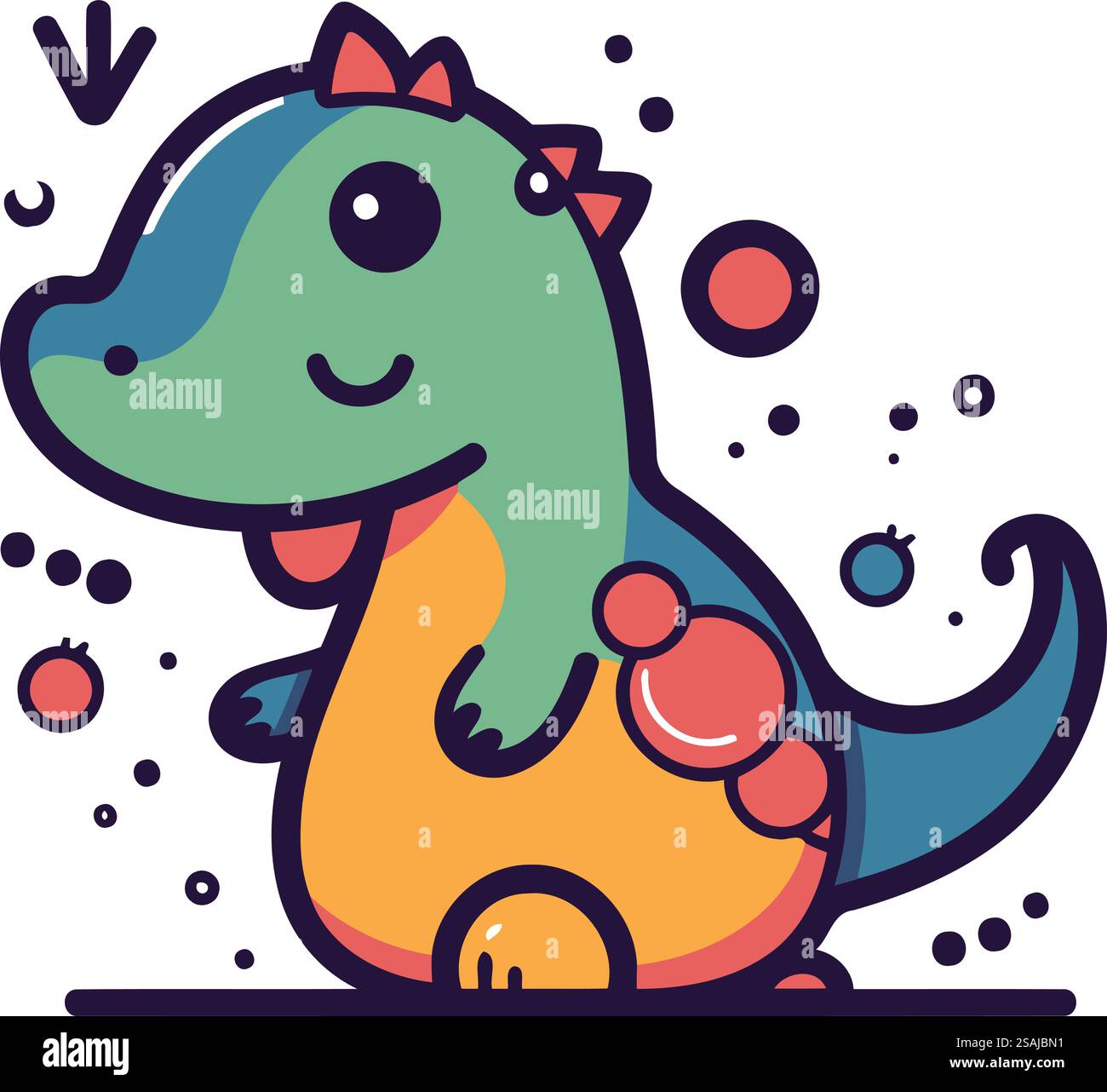 Cute cartoon dinosaur. Vector illustration isolated on a white ...