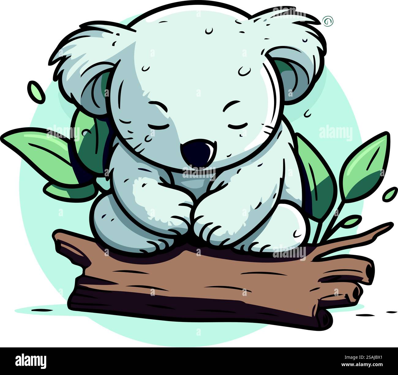 Cute cartoon koala sitting on a log. Vector illustration Stock Vector ...