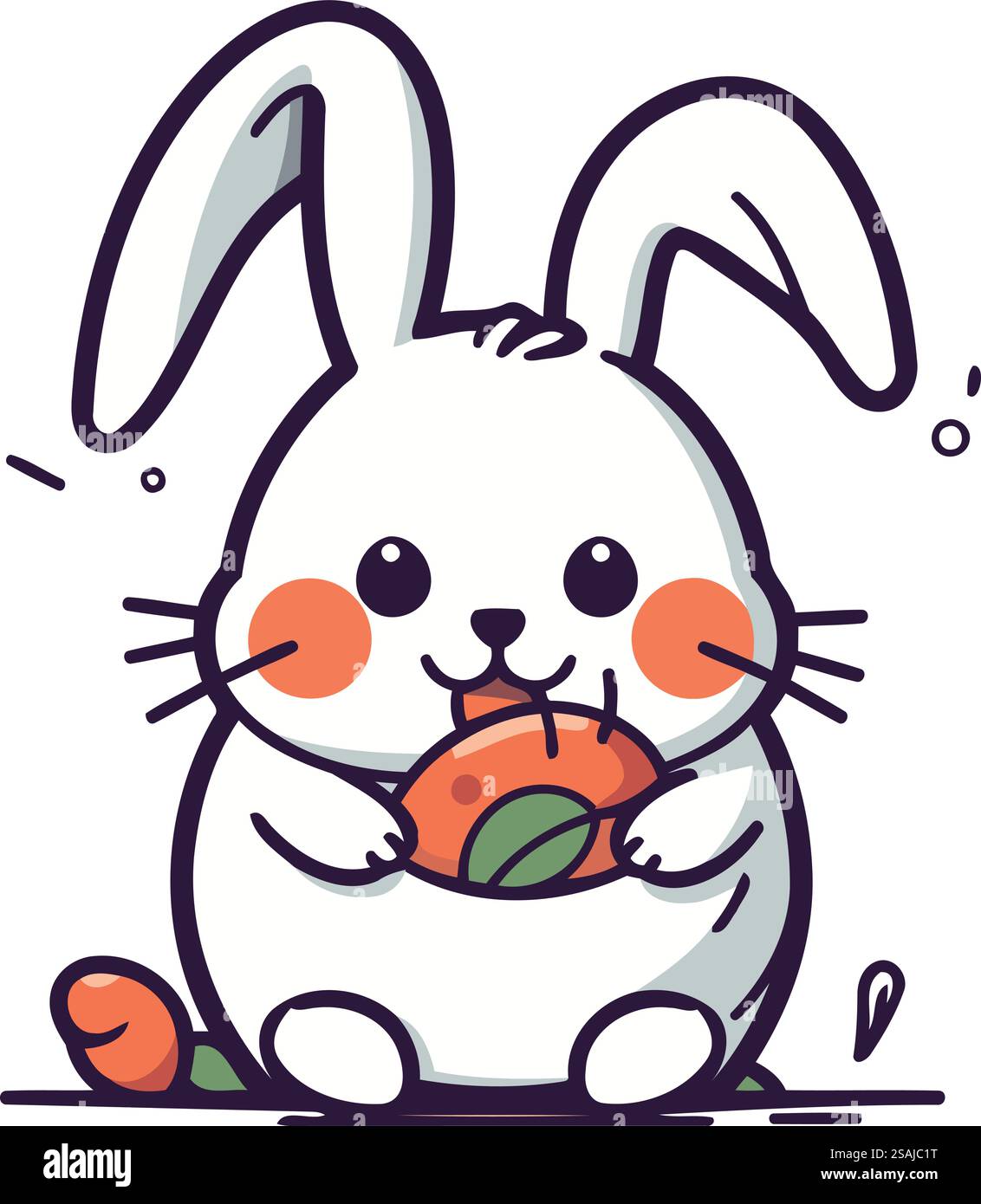 Rabbit with carrot. Cute cartoon character. Vector illustration Stock ...