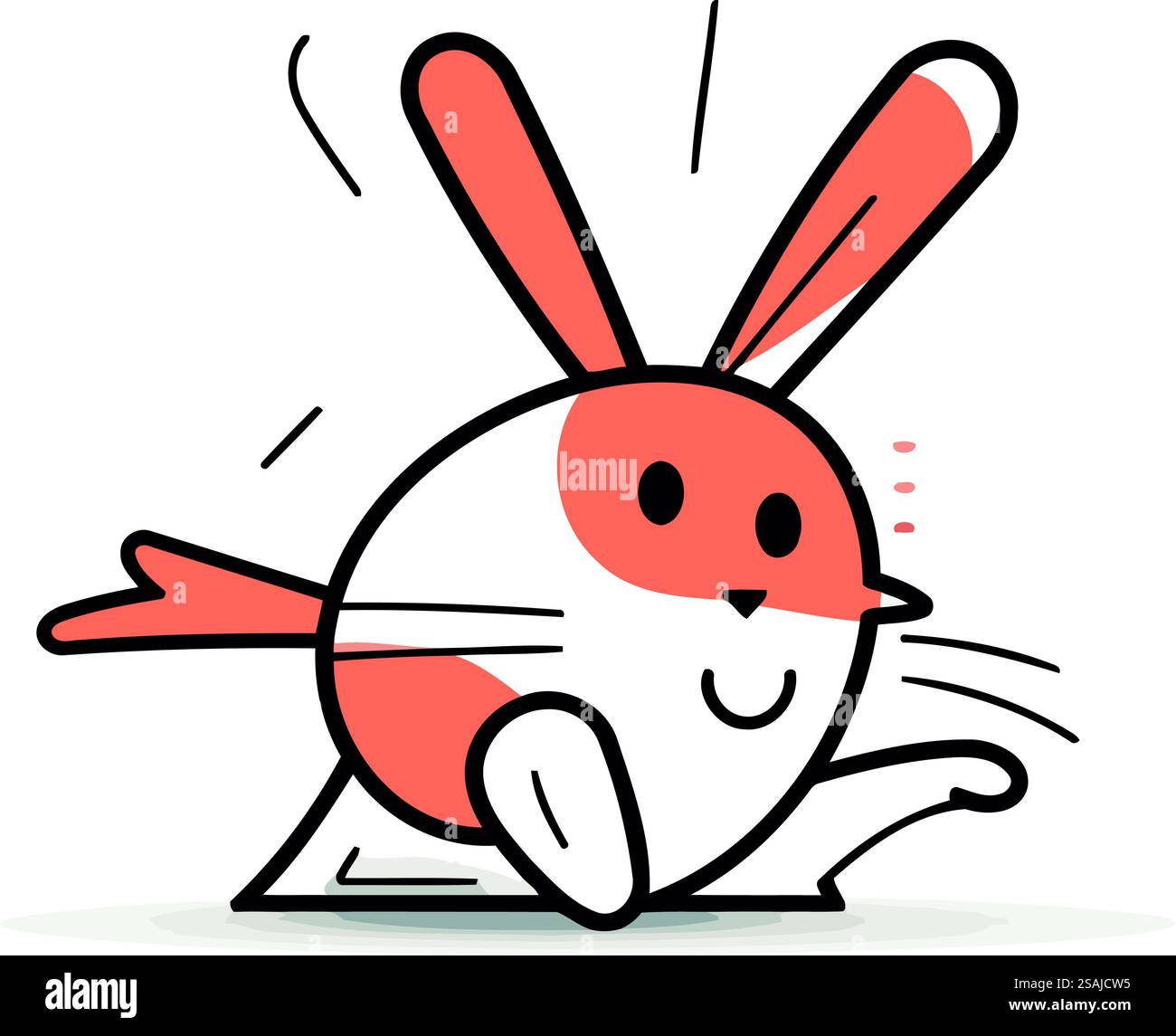 Cute rabbit. Vector illustration in flat line style. Isolated on white ...