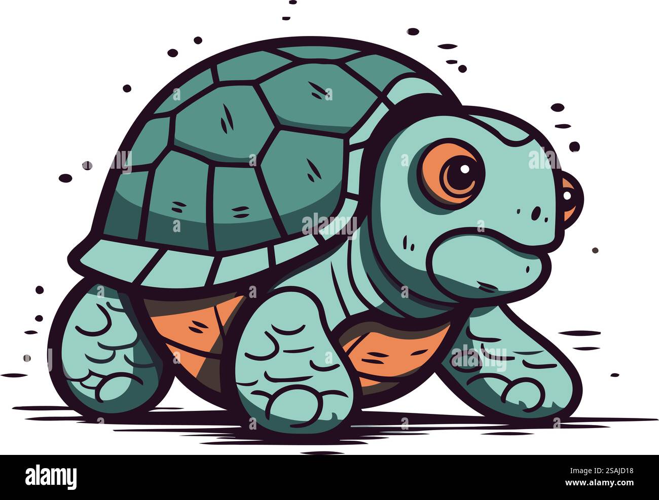 Cute cartoon turtle. Vector illustration isolated on a white background ...