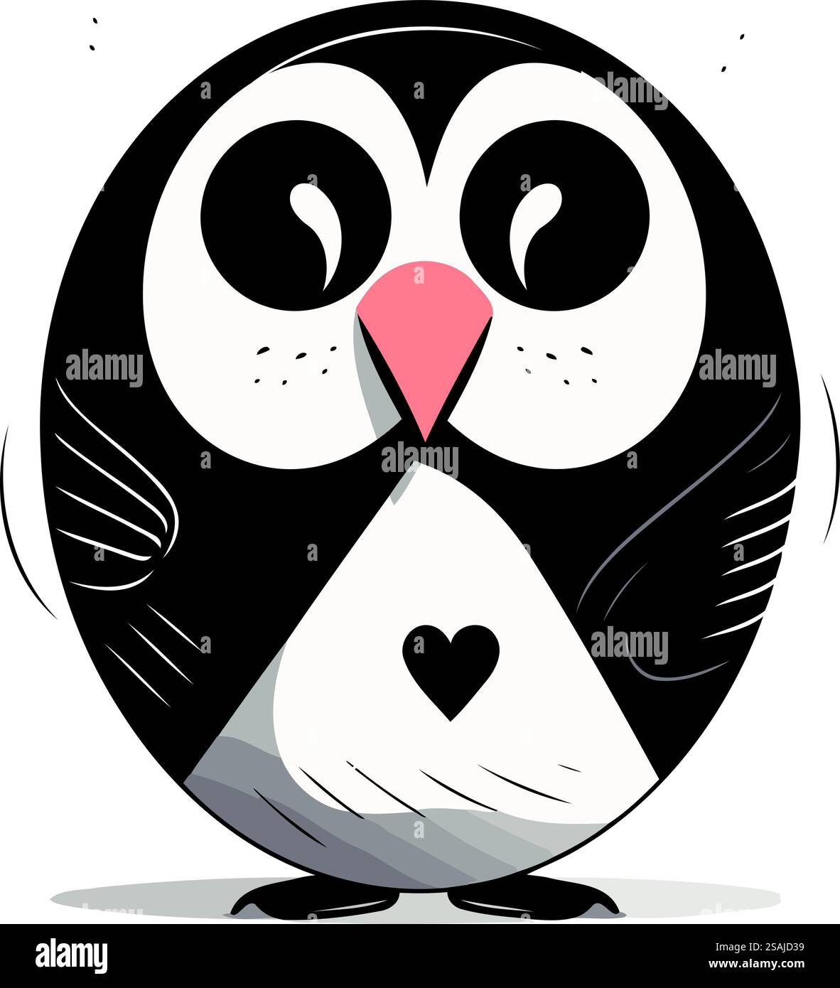 Cute penguin with heart in its beak. vector illustration Stock Vector ...