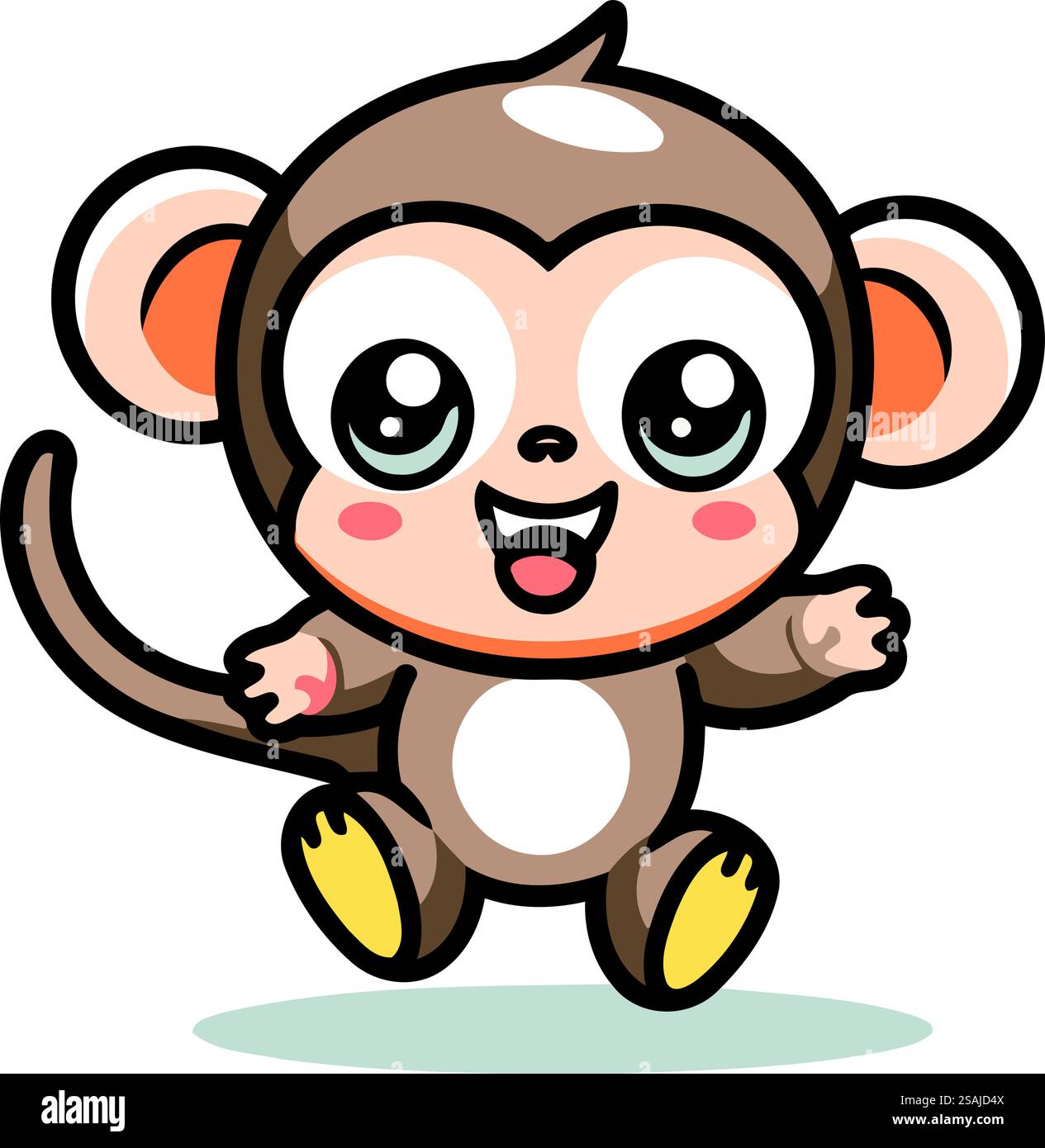 Cute Monkey Cartoon Mascot Character Vector Icon Illustration Design ...
