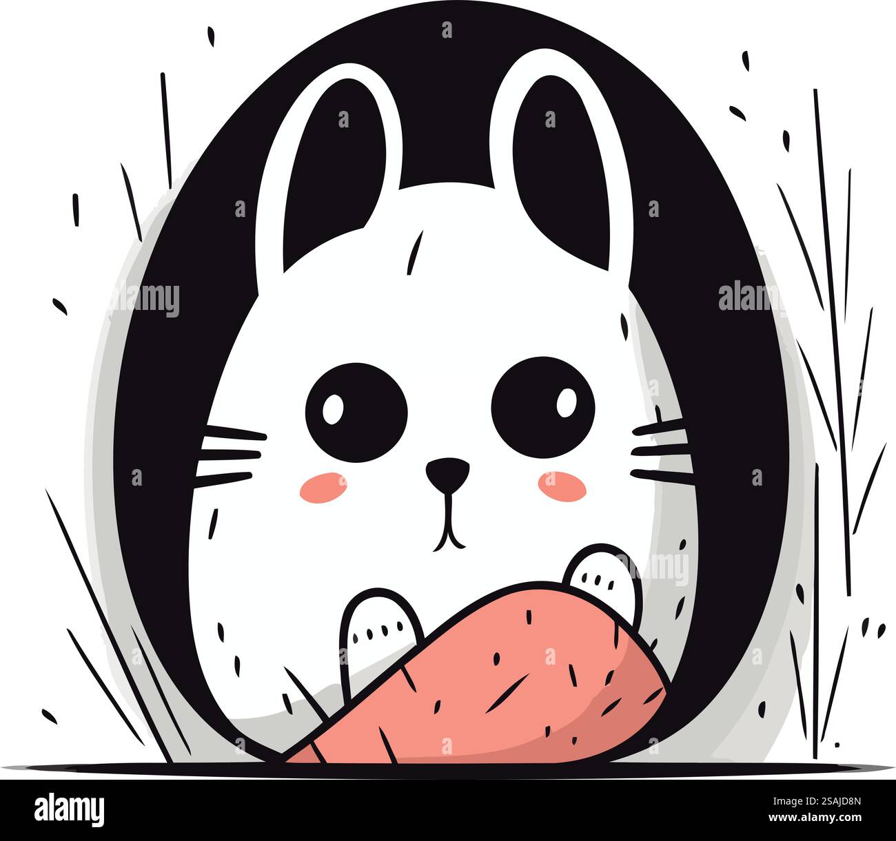 Vector illustration of a cute rabbit holding a carrot in its paws Stock ...