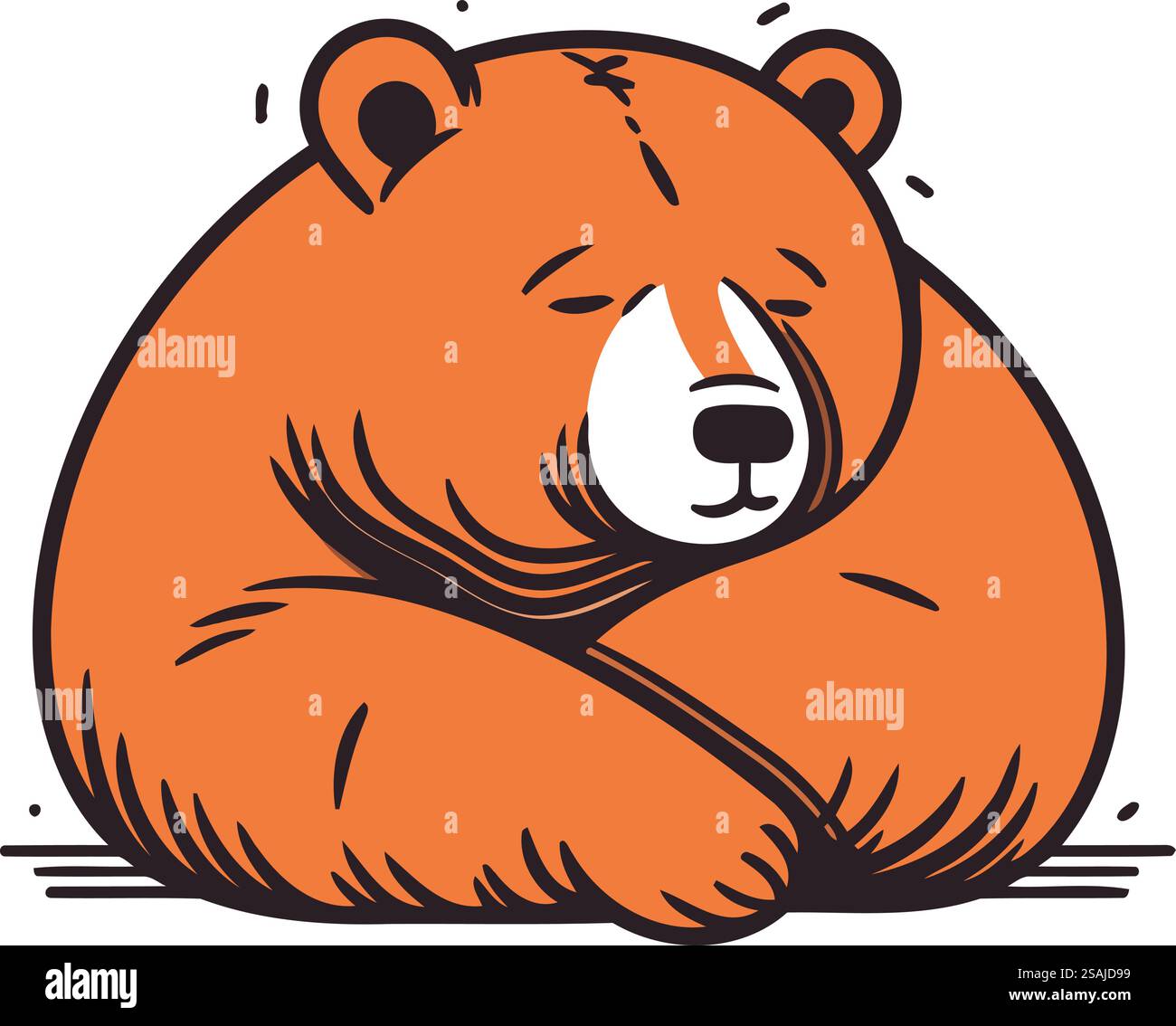 Cute cartoon bear sleeping. Vector illustration. Isolated on white ...