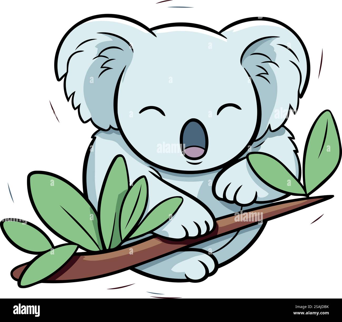 Cute cartoon koala holding a branch of eucalyptus Stock Vector Image ...