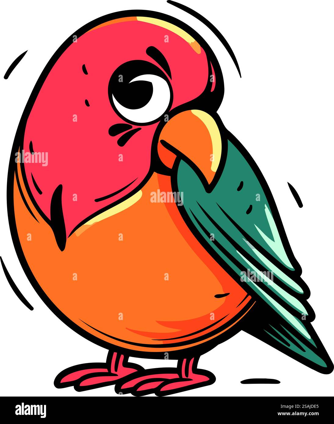 Cute cartoon parrot. Hand drawn vector illustration in doodle style ...