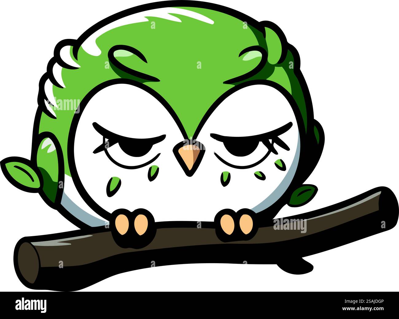 Cute cartoon owl sitting on a tree branch. Vector illustration Stock ...