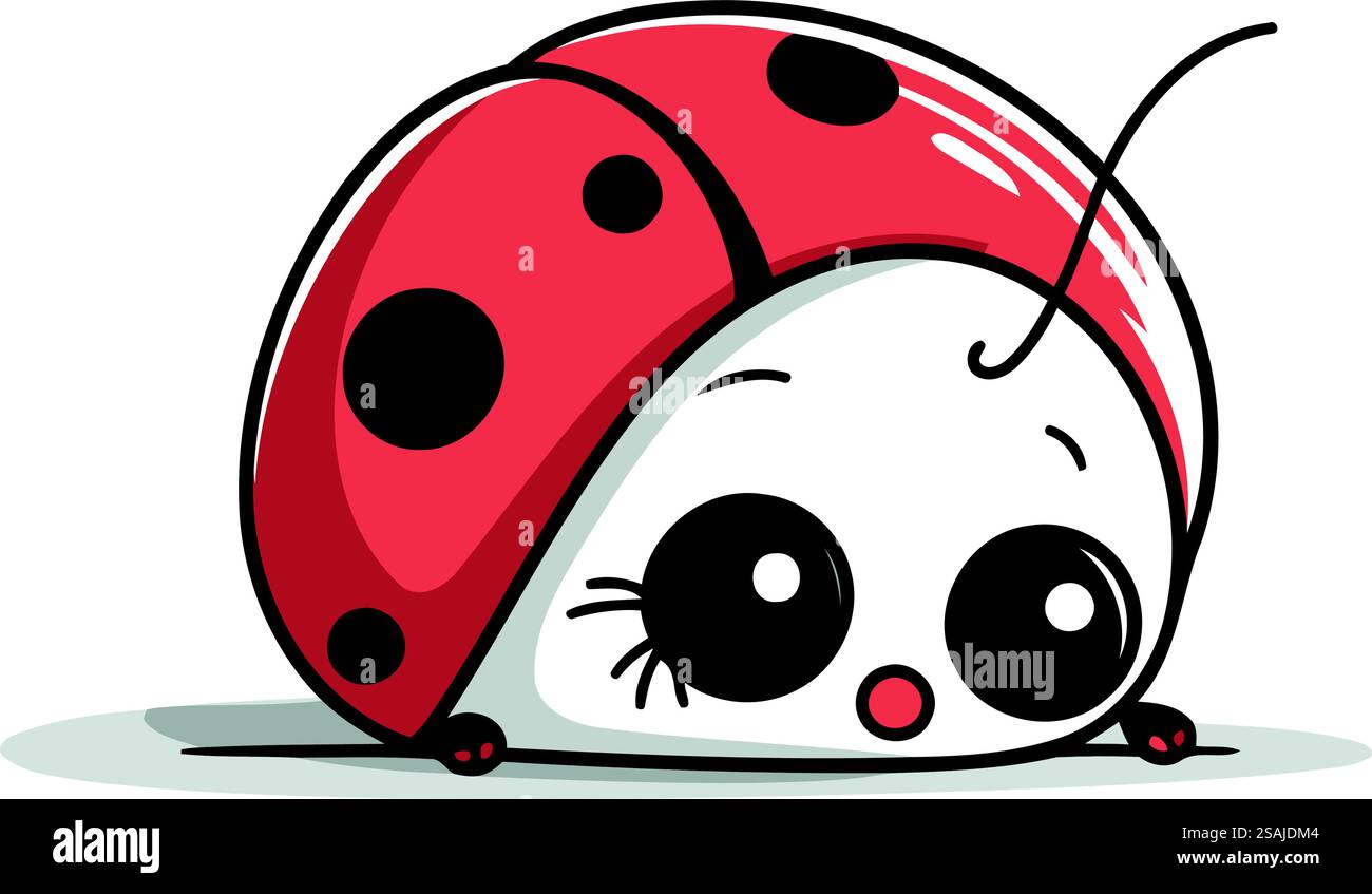 Cute cartoon ladybug isolated on white background. Vector illustration ...