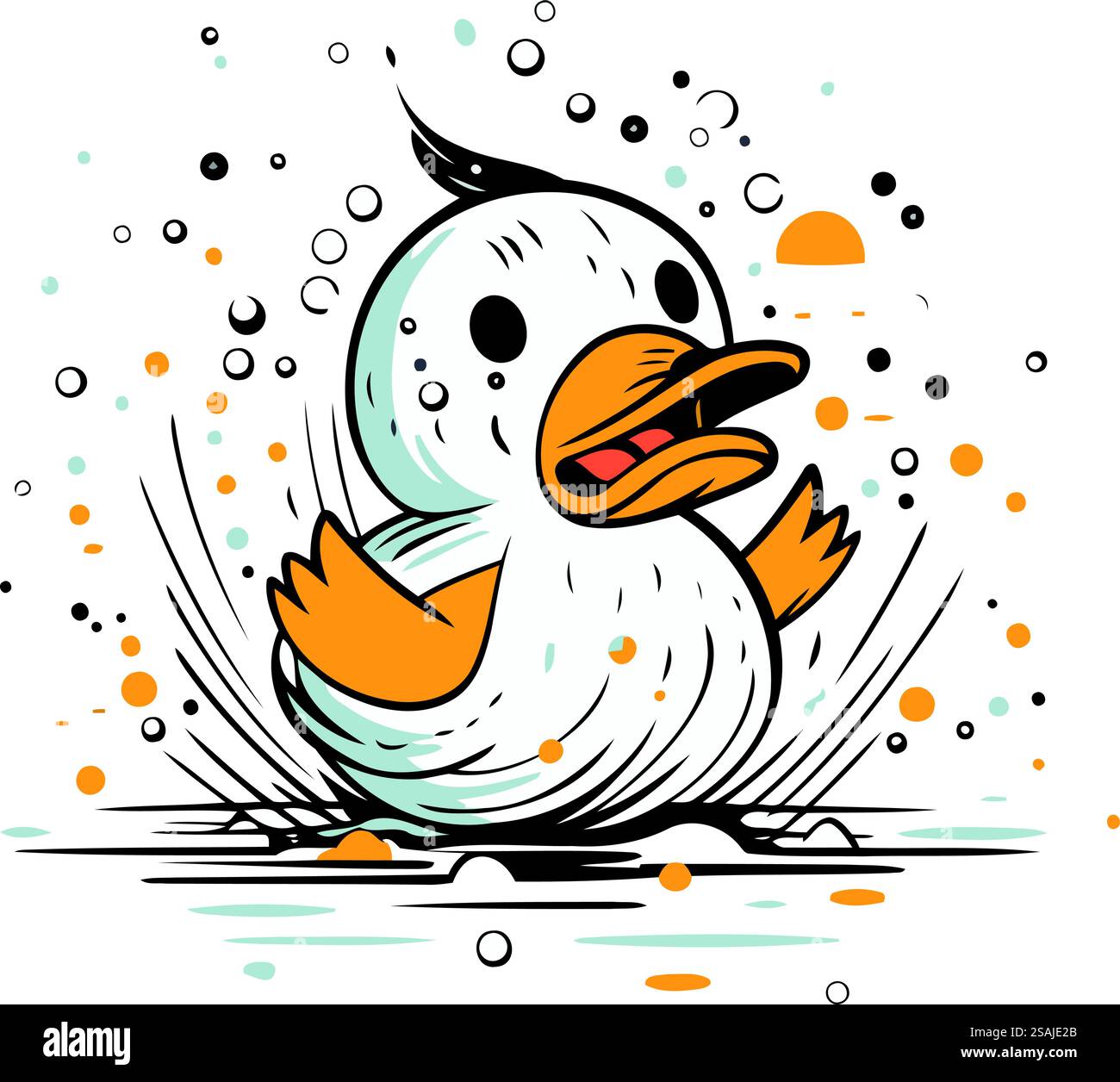 Vector illustration of a cute cartoon penguin on a white background ...