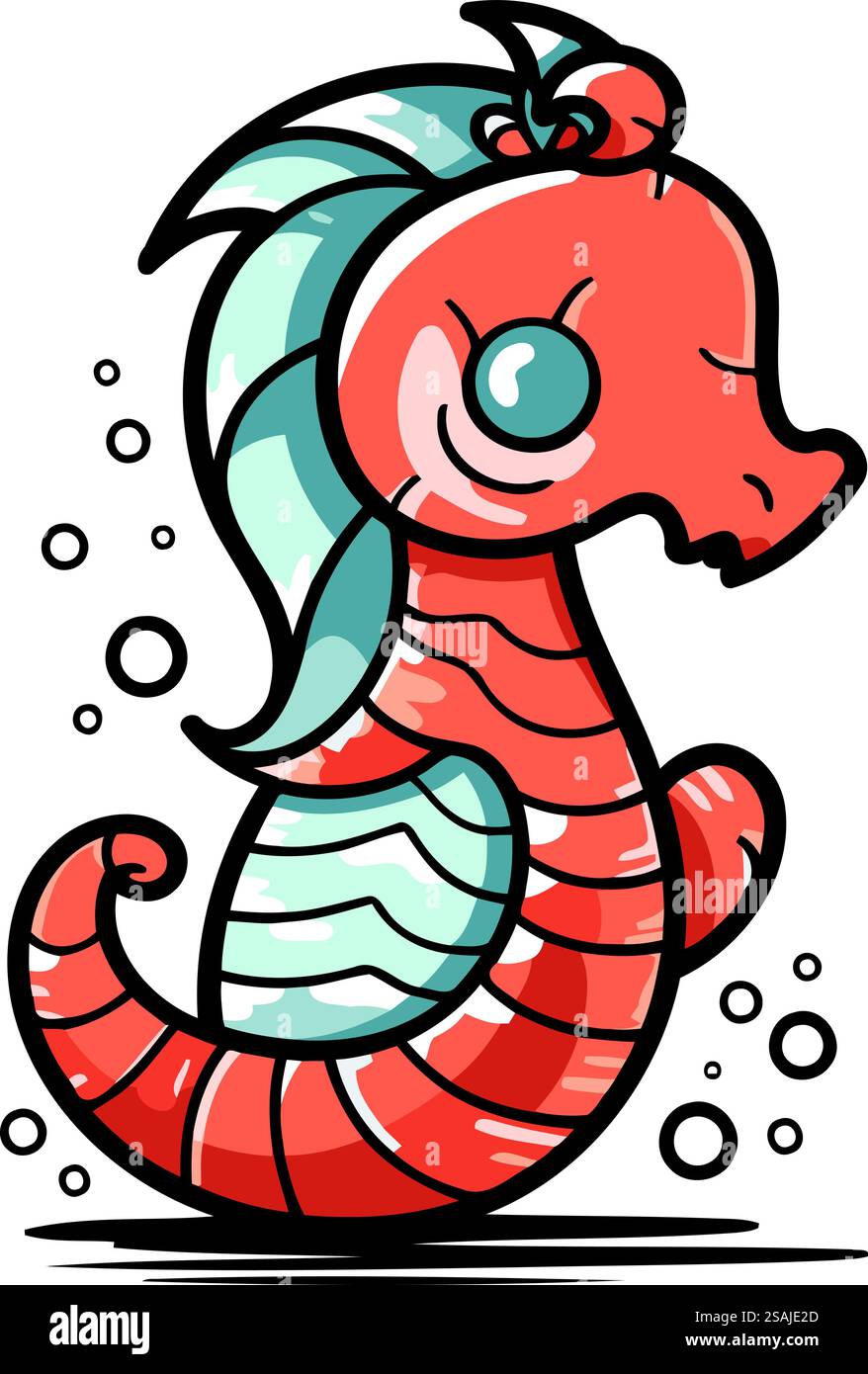 Cute cartoon seahorse. Vector illustration isolated on white background ...
