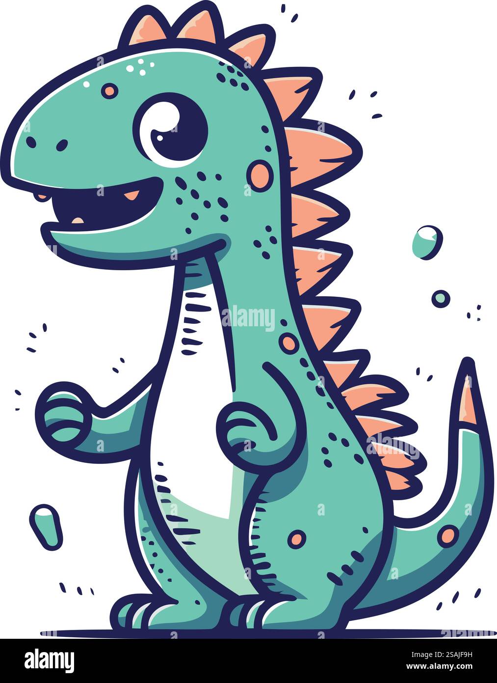 Cute cartoon dinosaur. Vector illustration isolated on a white ...