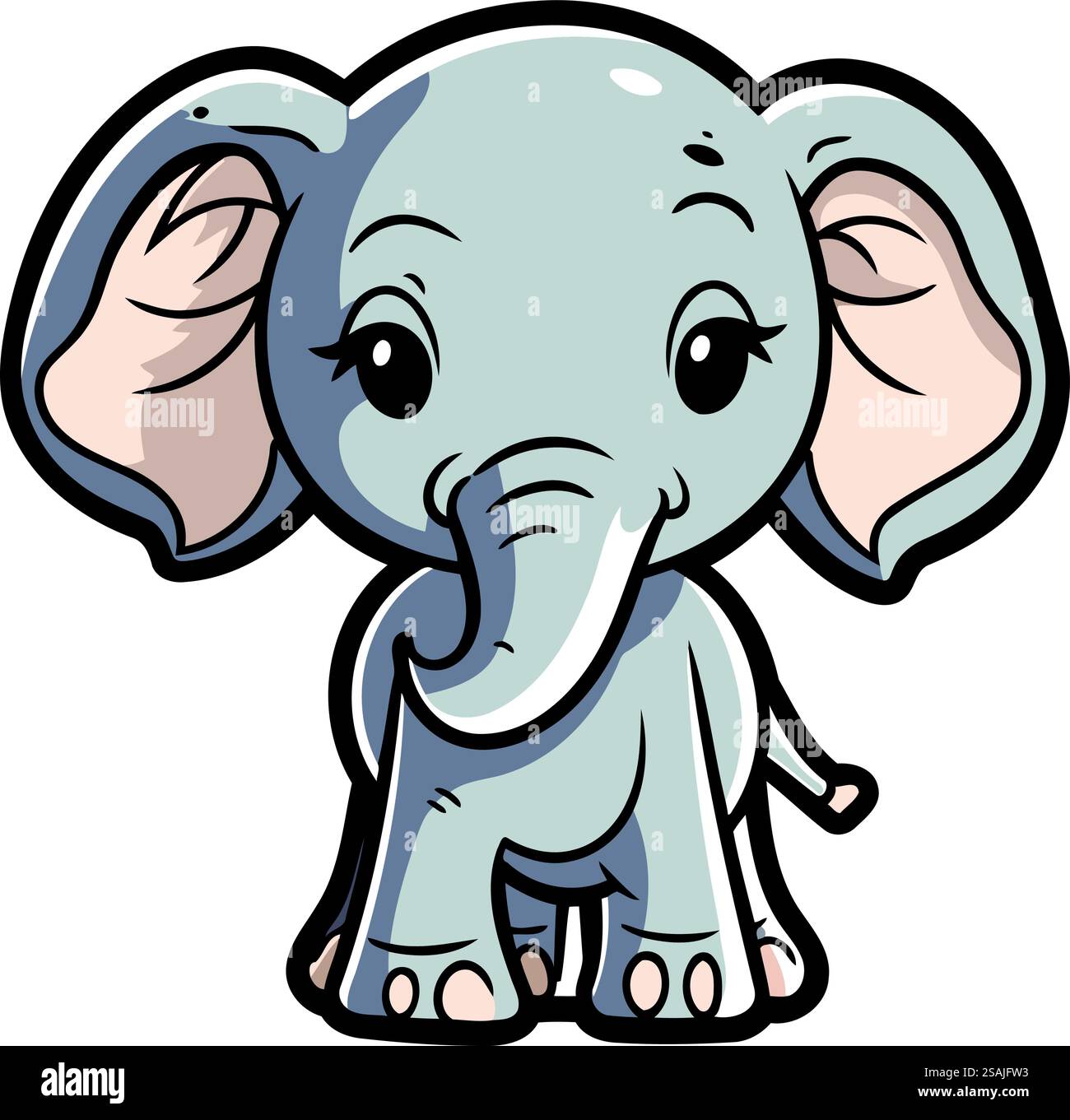 Vector illustration of Cartoon cute baby elephant isolated on white ...
