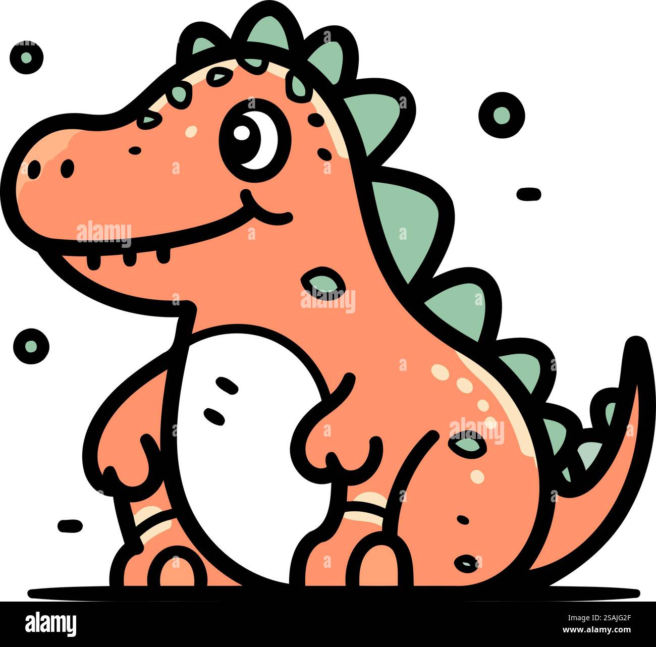 Cute cartoon dinosaur. Vector illustration in doodle style Stock Vector ...