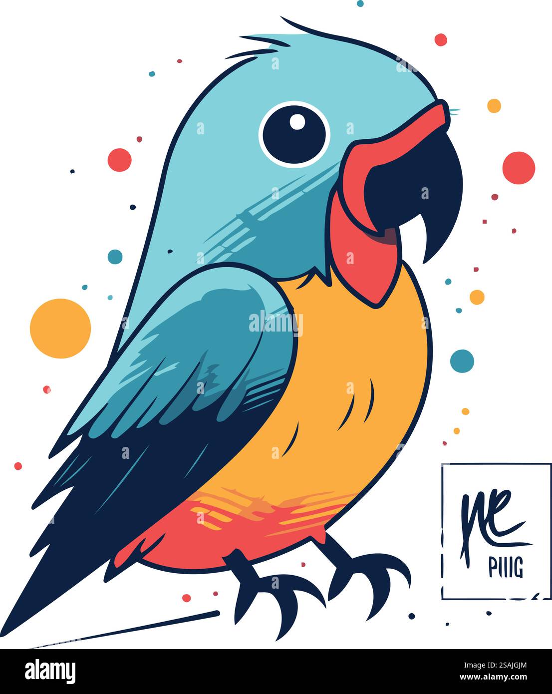 Cute cartoon parrot vector illustration. Hand drawn parrot Stock Vector ...