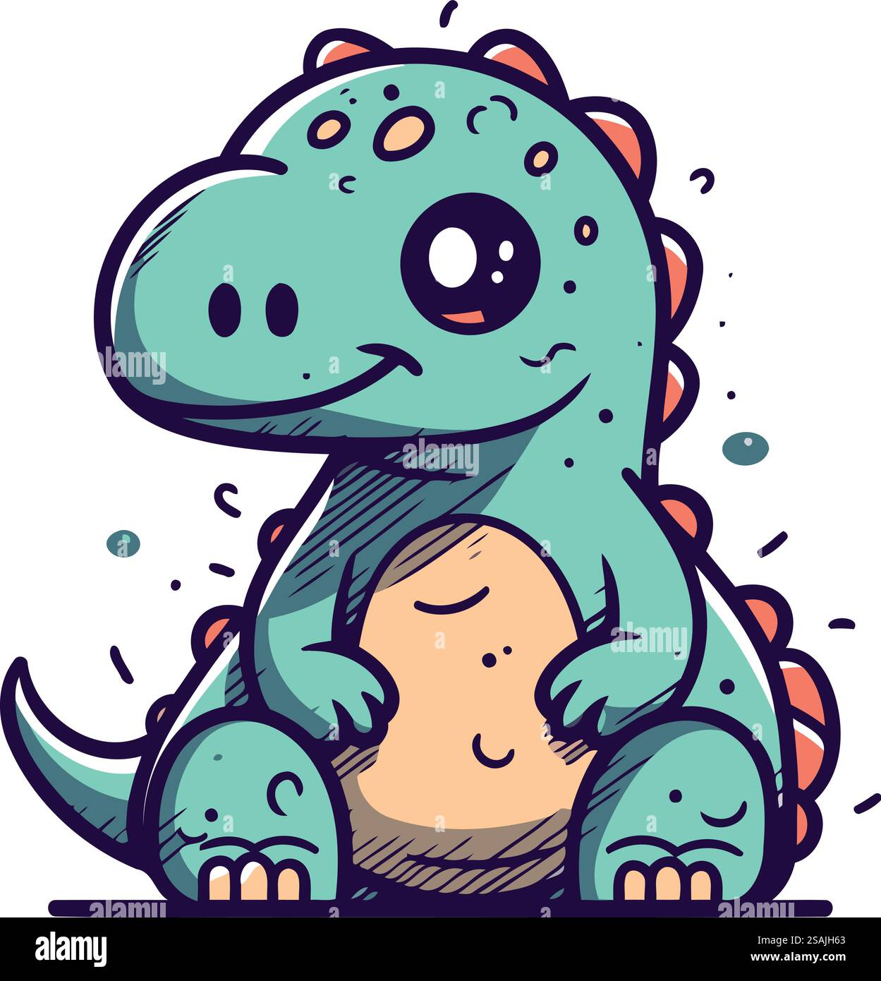 Cute cartoon dinosaur. Vector illustration isolated on a white ...