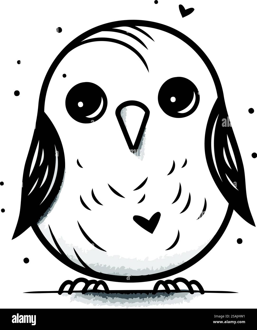 Cute owl in doodle style. Hand drawn vector illustration Stock Vector ...