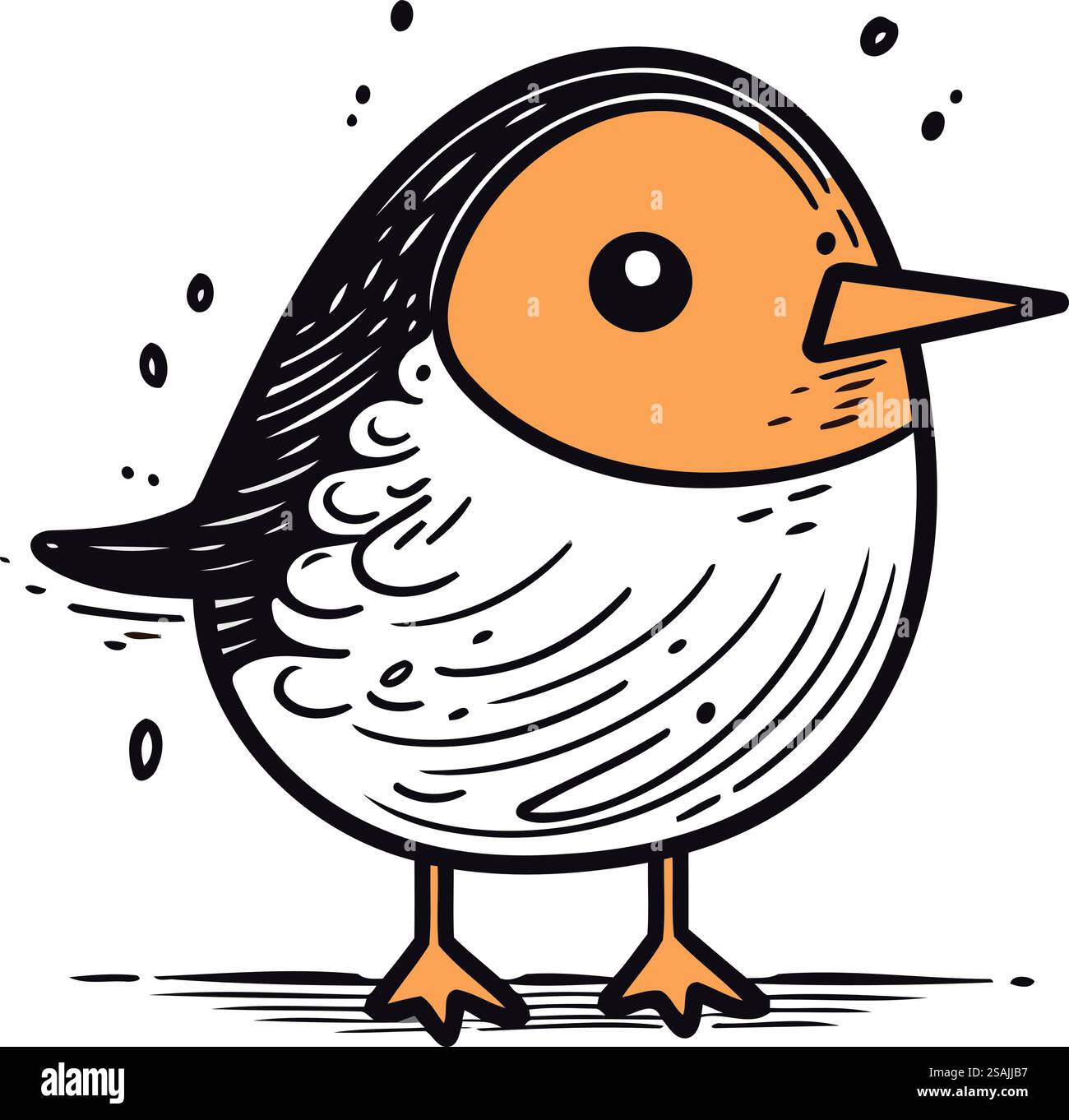 Hand drawn cute little bird isolated on white background. Vector ...