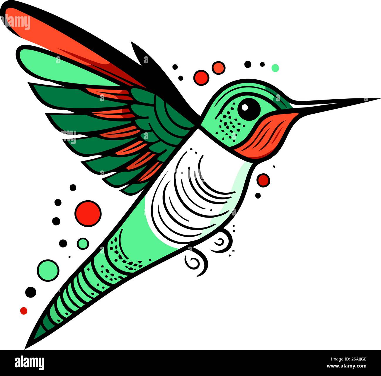 Hummingbird with colorful wings. Vector illustration in doodle style ...