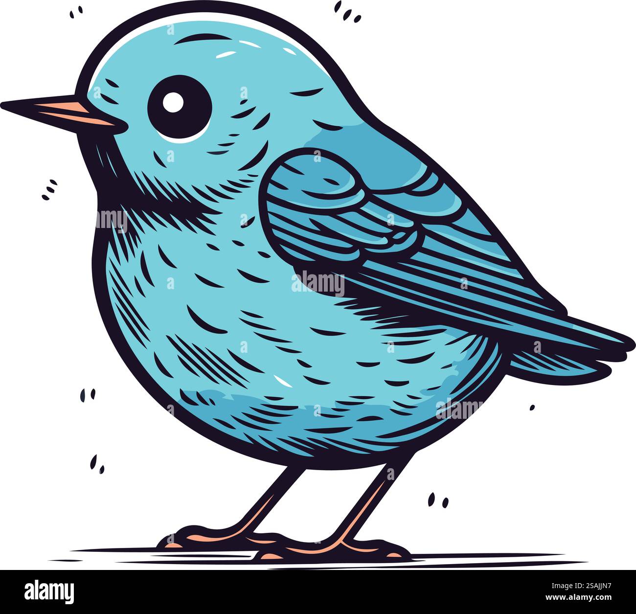 Blue bird isolated on white background. Vector illustration in sketch ...