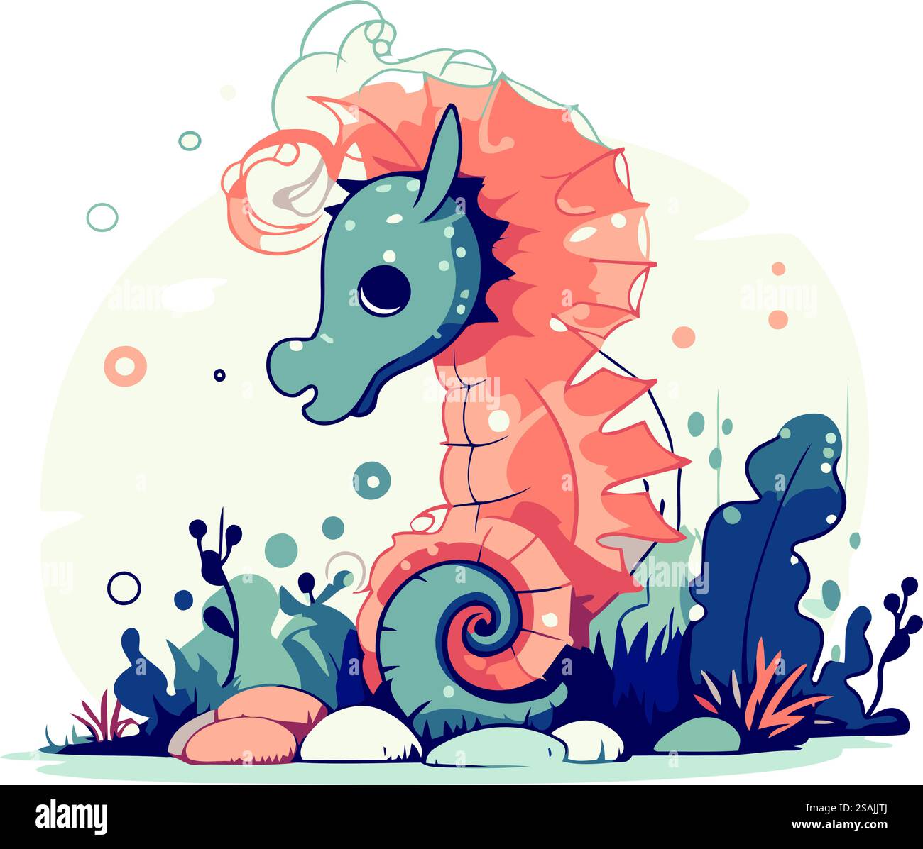 Cute cartoon seahorse. Vector illustration in a flat style Stock Vector ...