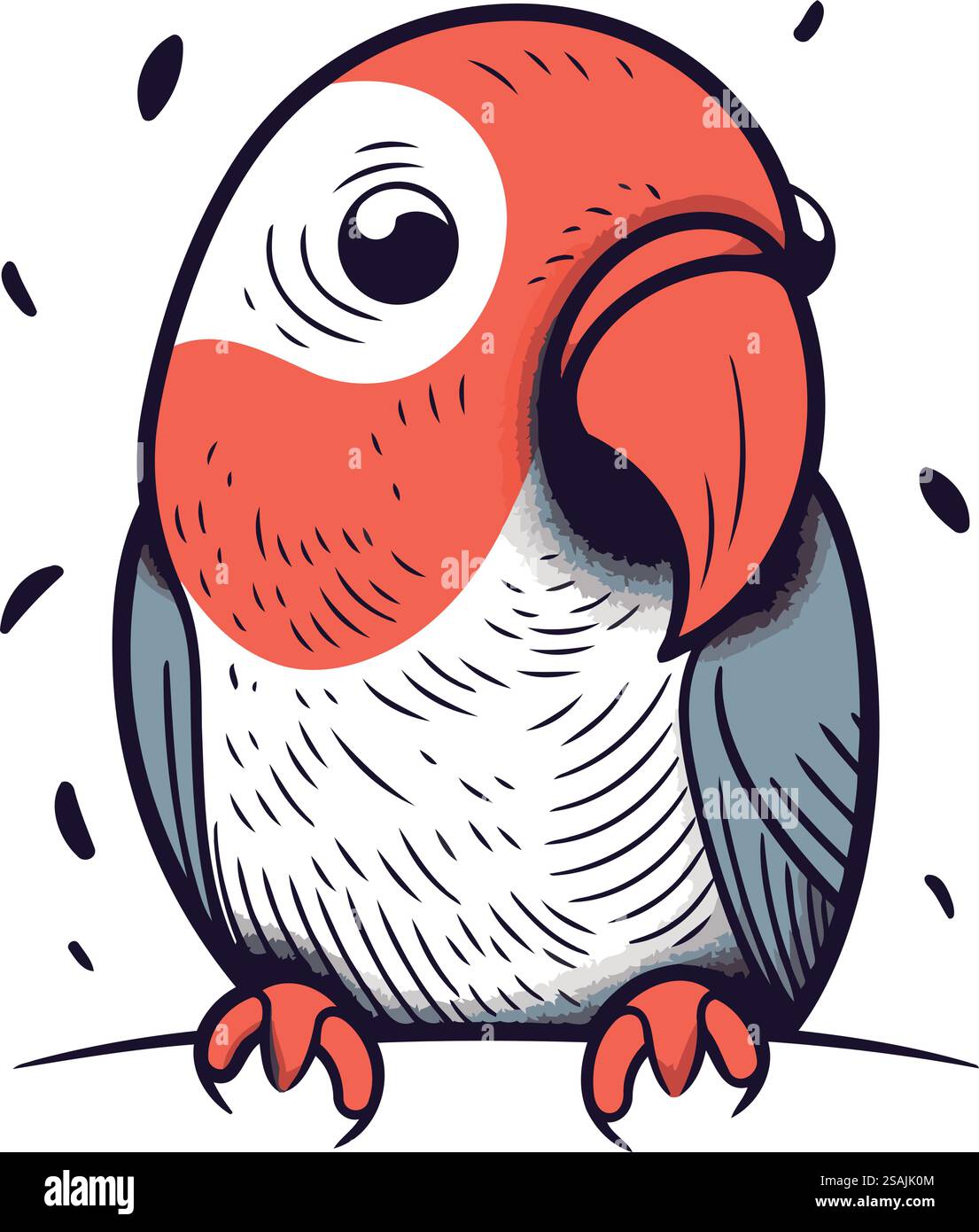 Cute parrot. Hand drawn vector illustration in cartoon style Stock ...