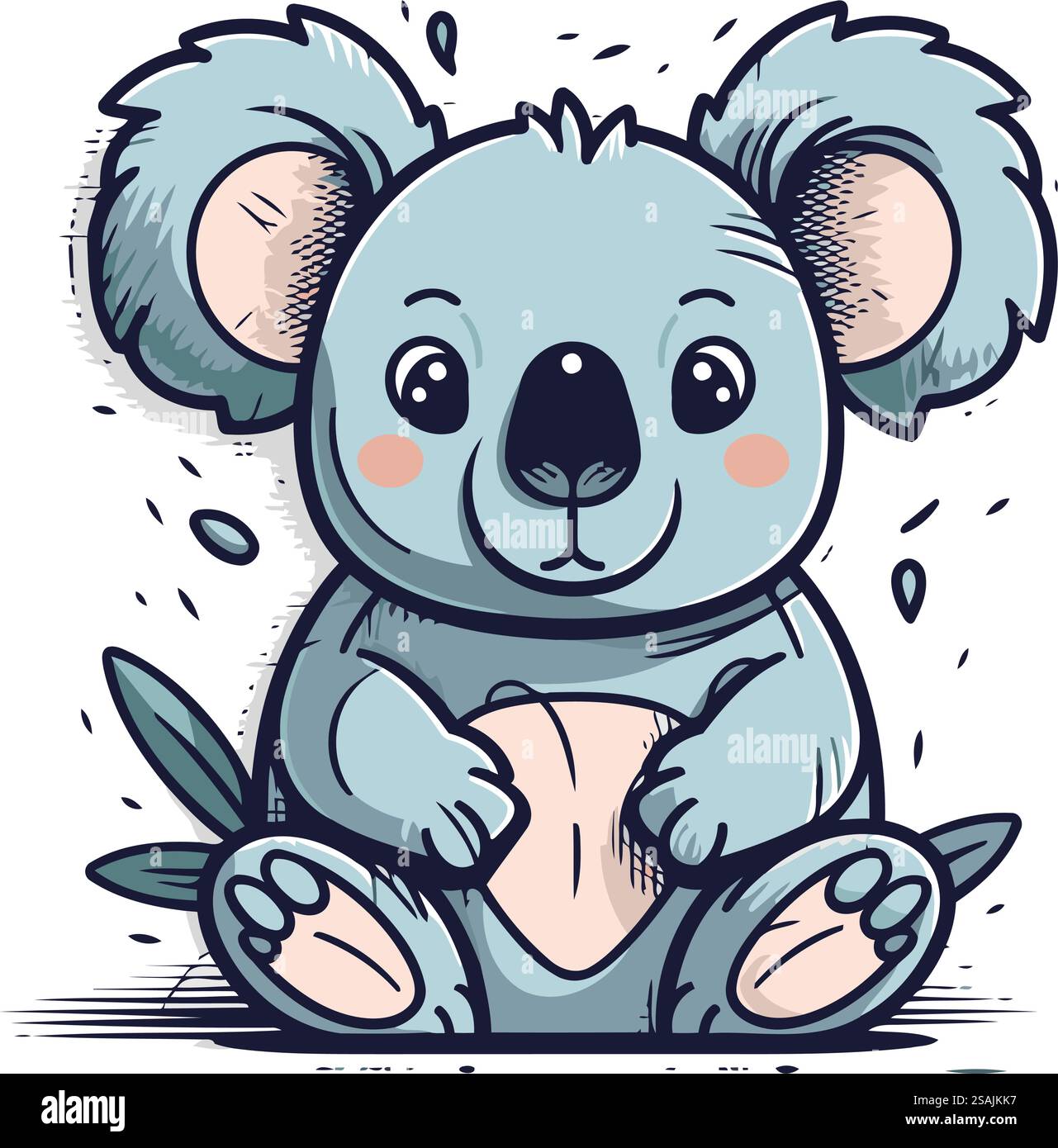 Cute cartoon koala sitting on the floor. Vector illustration Stock ...