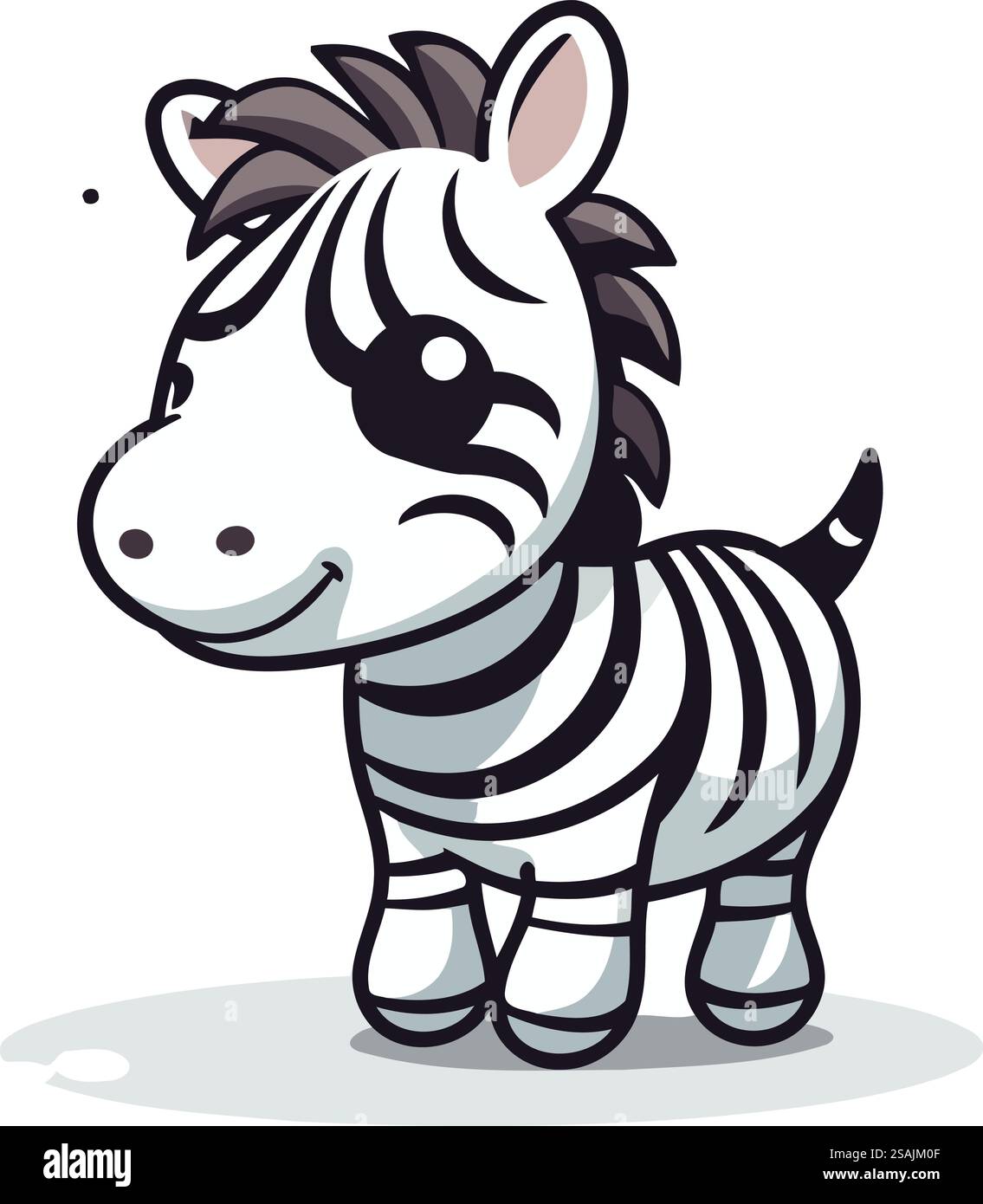 Cute cartoon zebra isolated on white background. Vector illustration ...
