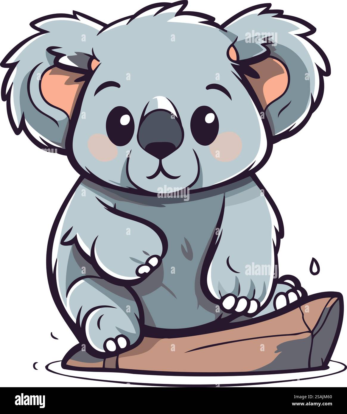 Cute cartoon koala sitting on a log. Vector illustration Stock Vector ...