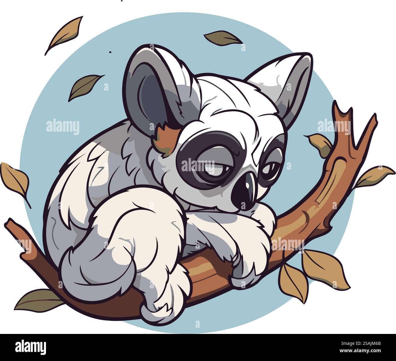 Cute koala sitting on a tree branch. Vector illustration Stock Vector ...