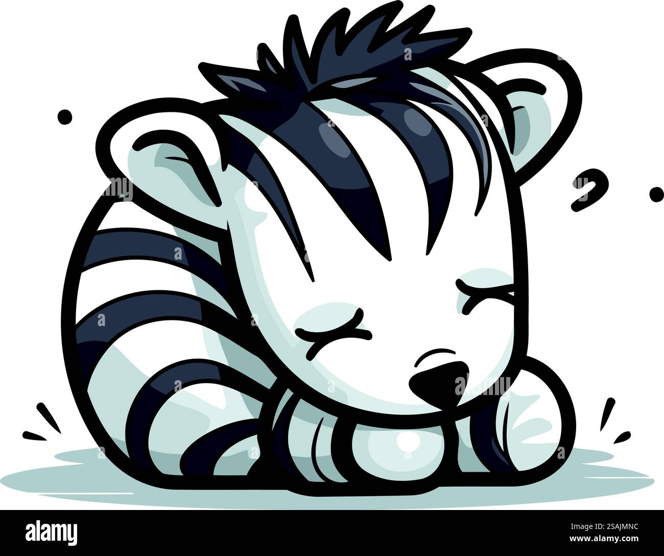 Cute cartoon zebra isolated on white background. Vector illustration ...