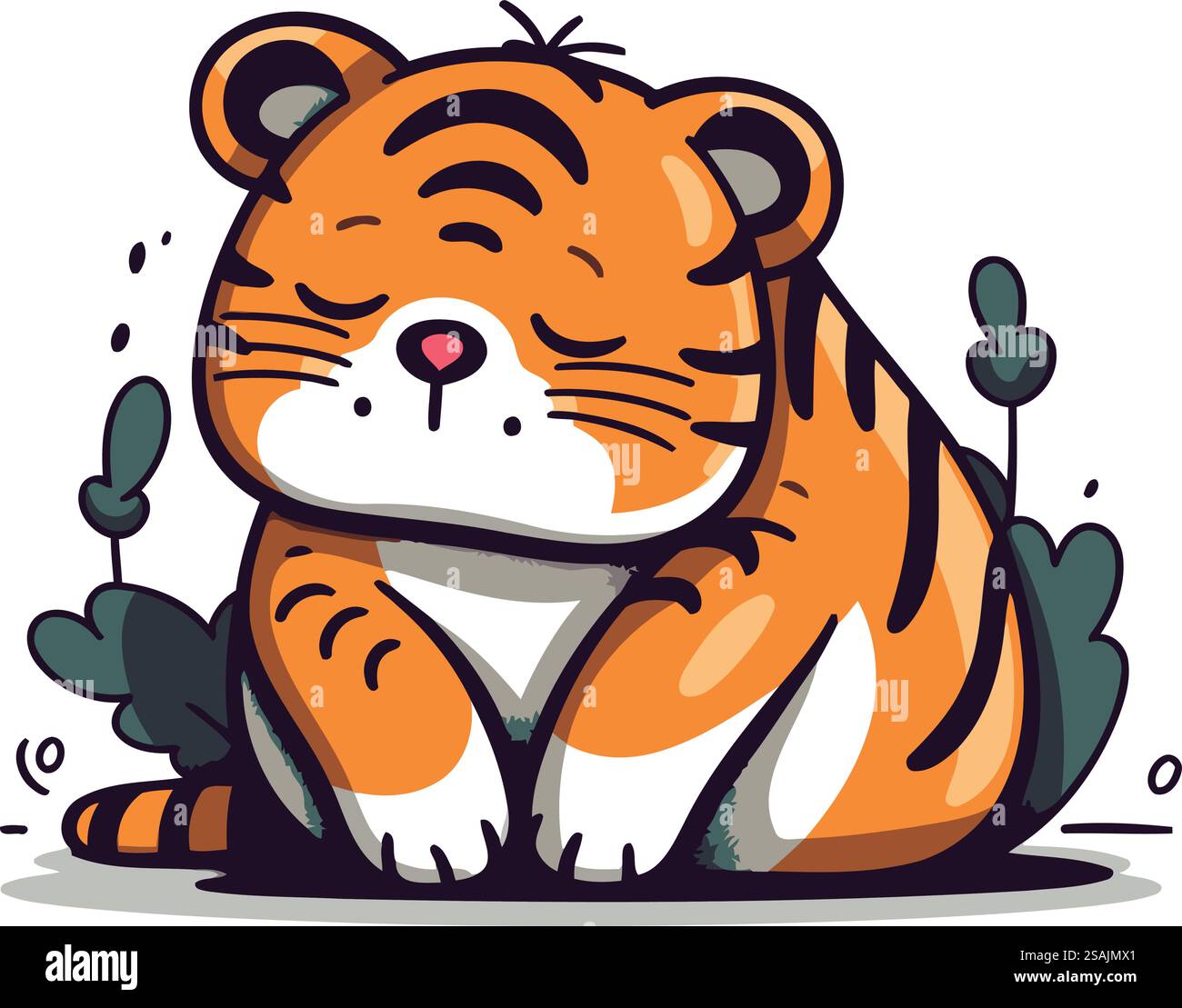 Cute cartoon tiger. Vector illustration isolated on a white background ...