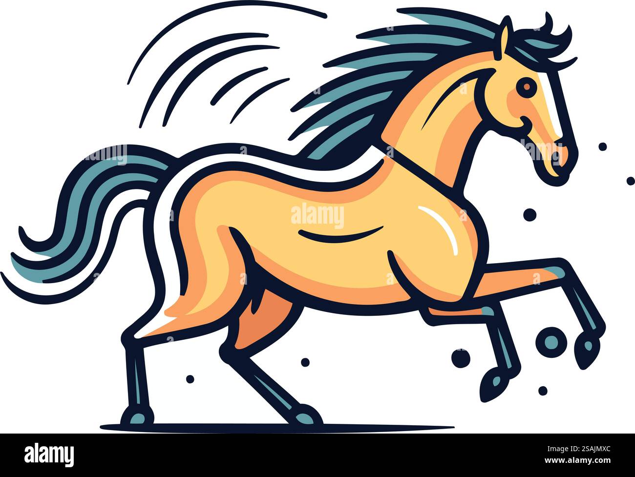 Vector illustration of a horse running isolated on a white background ...