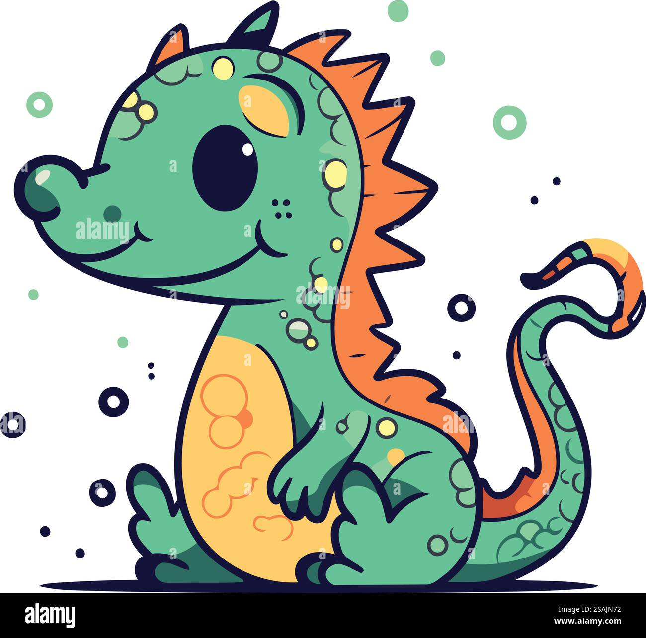 Cute cartoon dragon. Vector illustration isolated on a white background ...