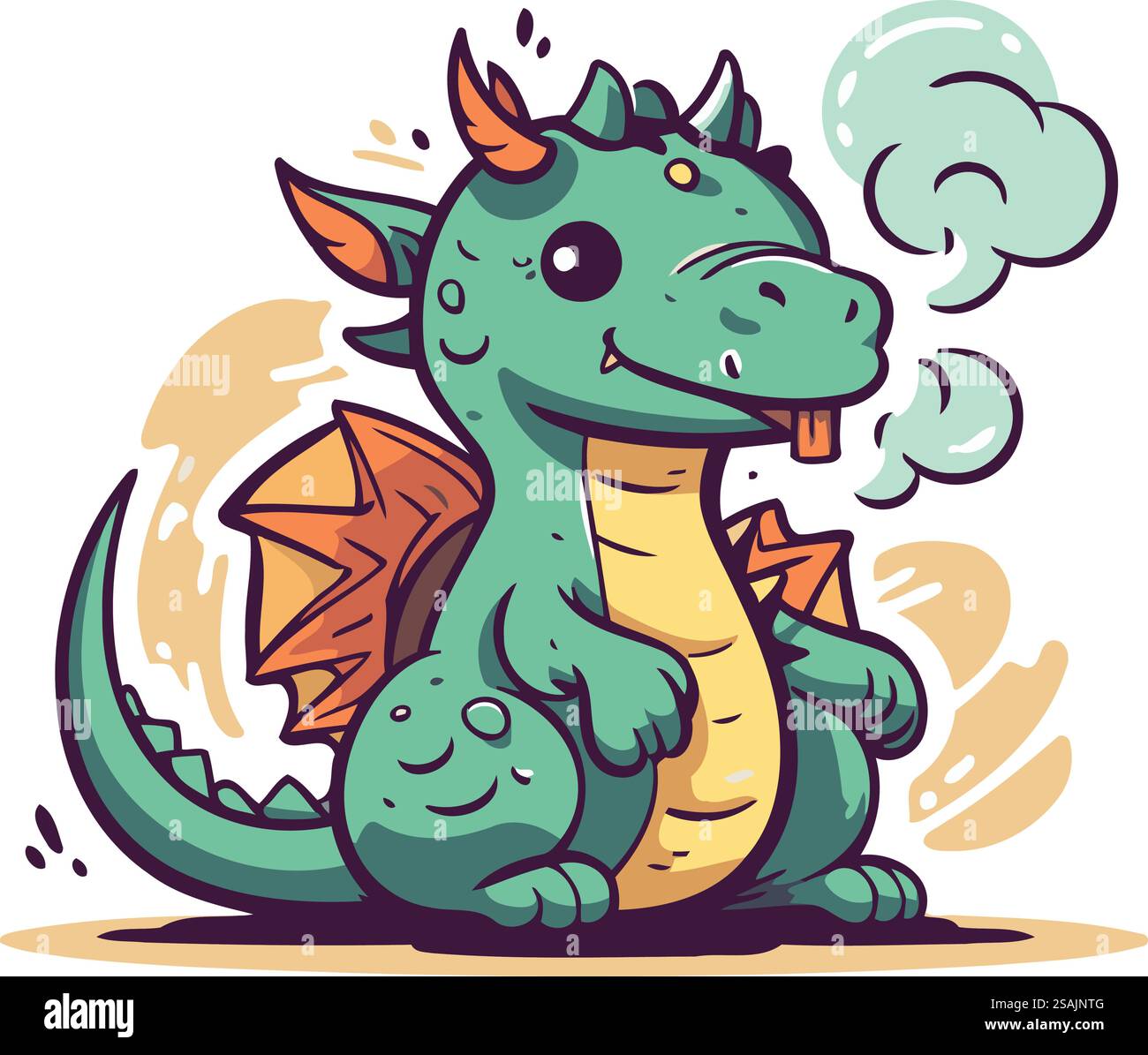 Cute cartoon dragon. Vector illustration isolated on a white background ...