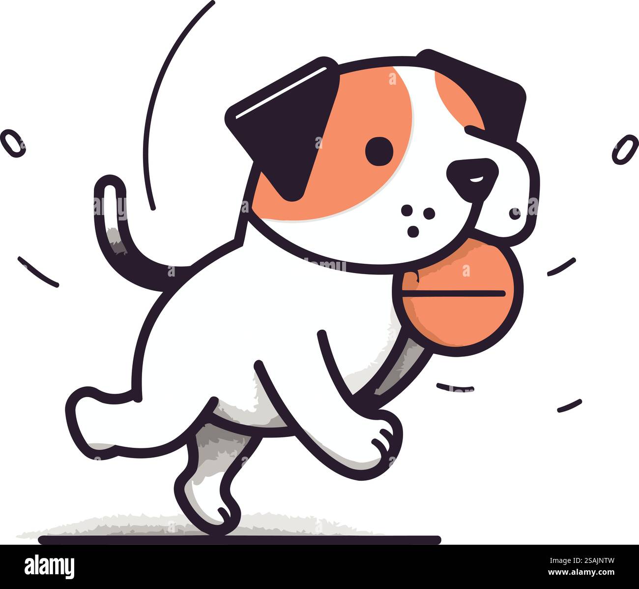 Cute dog playing with ball. Vector illustration in cartoon style Stock ...