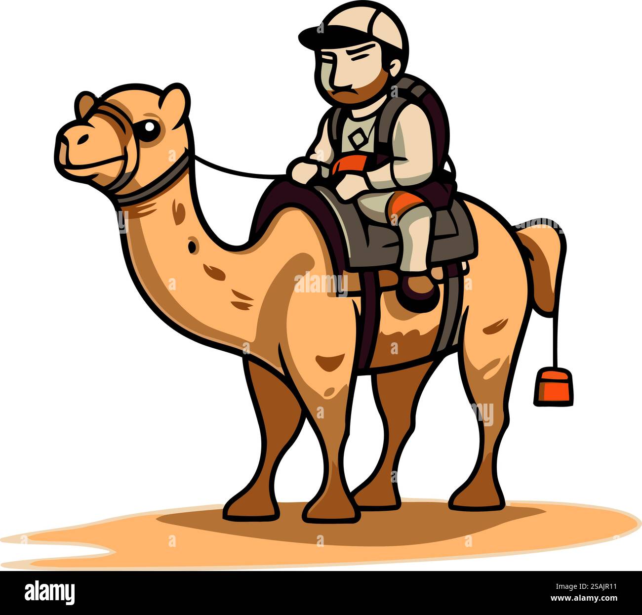 Illustration of a camel rider riding a camel on a white background ...