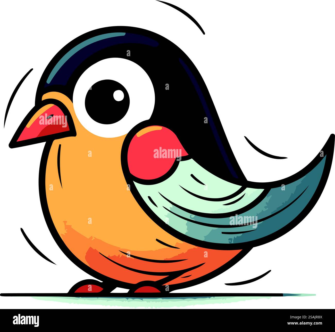 Cute cartoon little bird. Vector illustration isolated on white ...