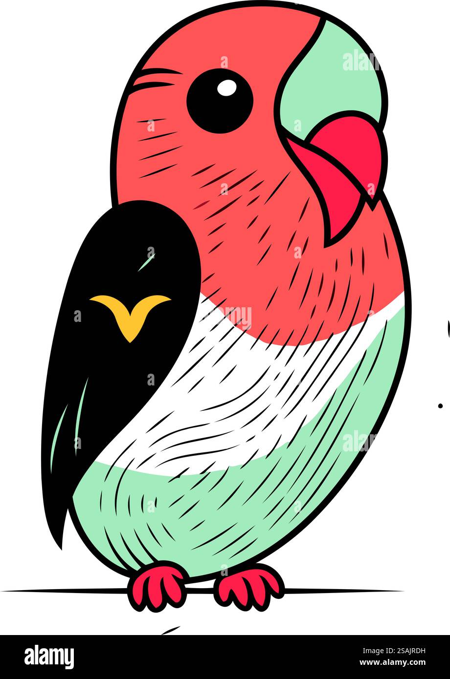 Cute parrot vector illustration. Hand drawn cartoon parrot Stock Vector ...