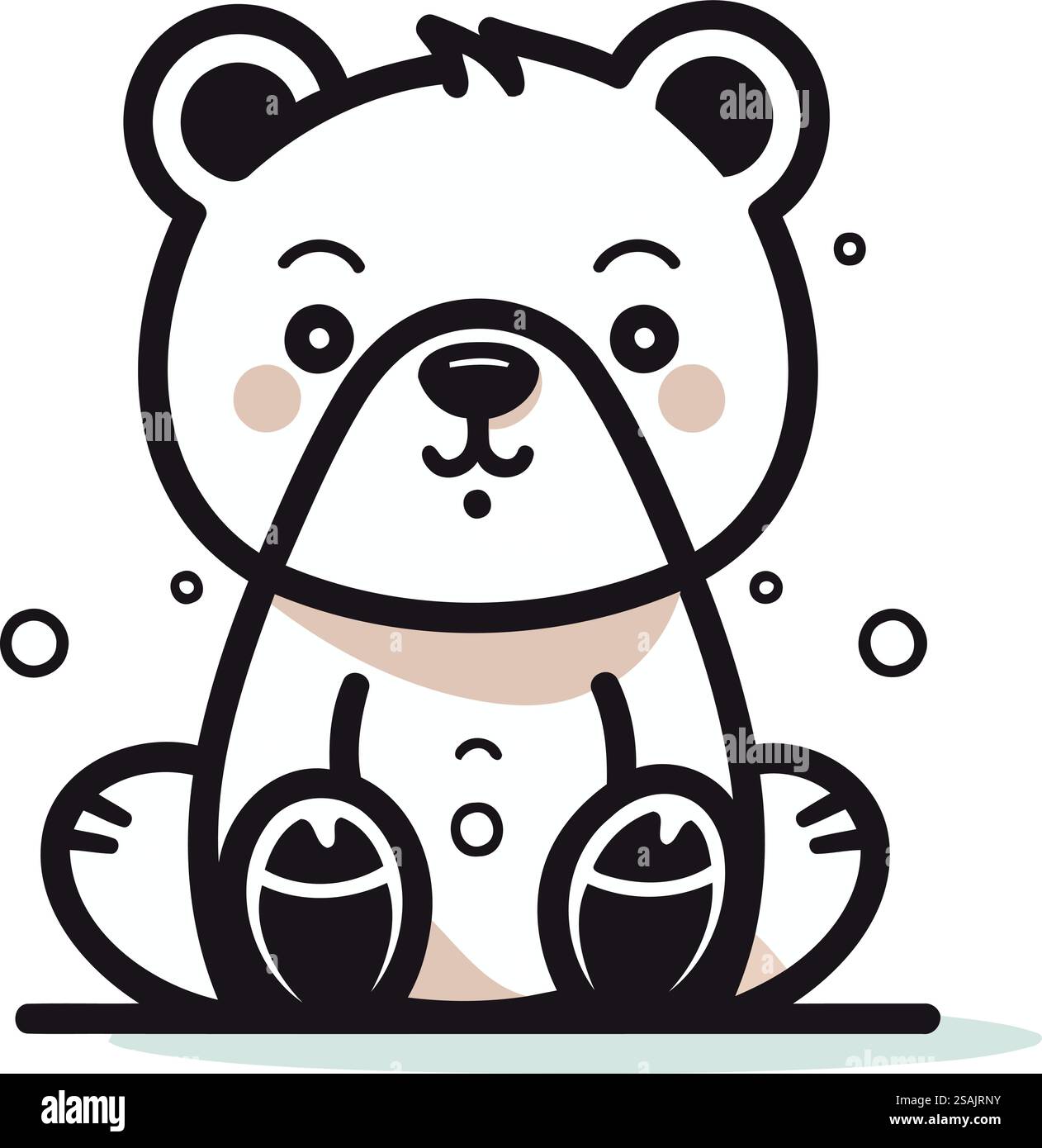 Vector illustration of a cute teddy bear sitting on the ground Stock ...