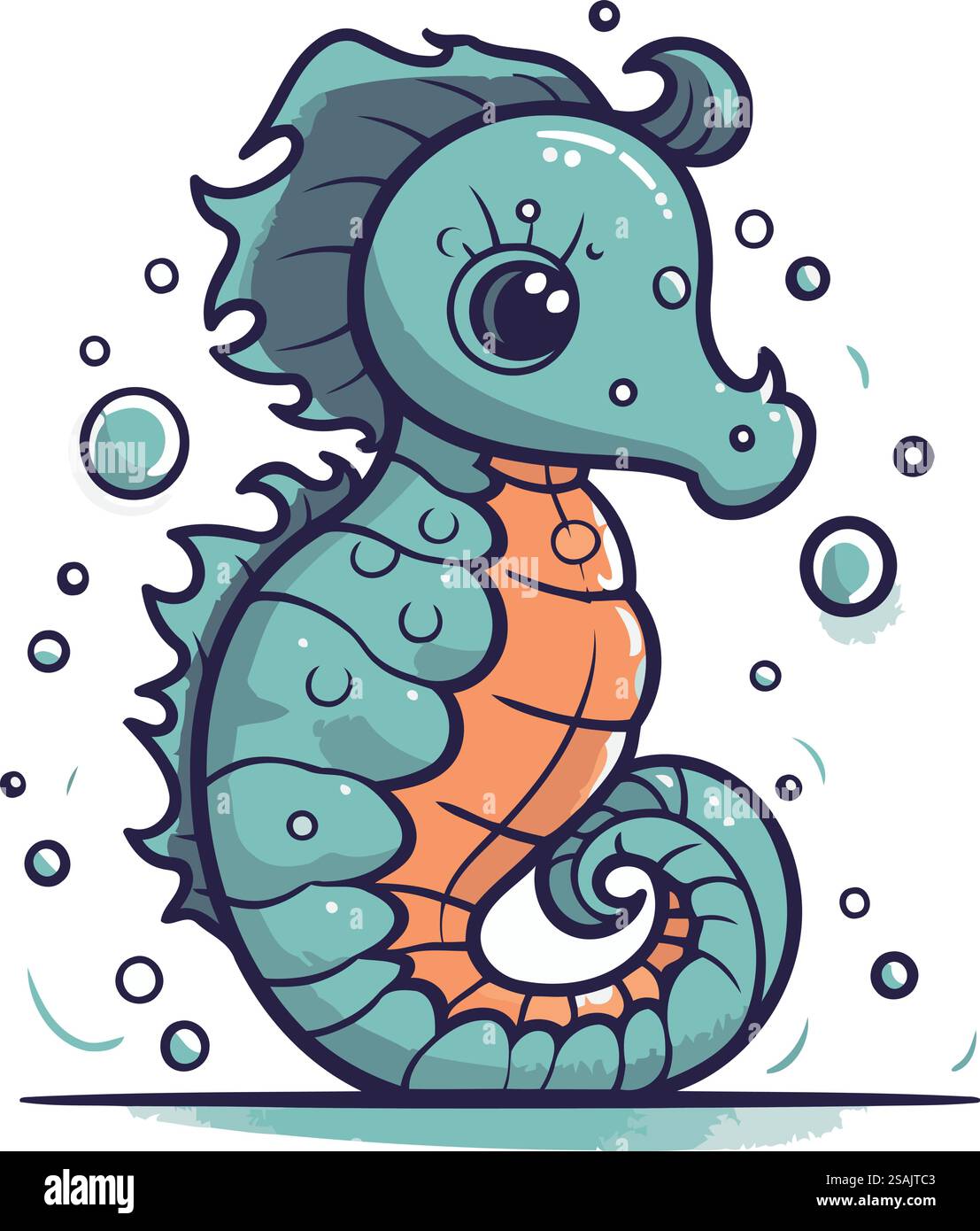Cute cartoon seahorse. Vector illustration for your design Stock Vector ...