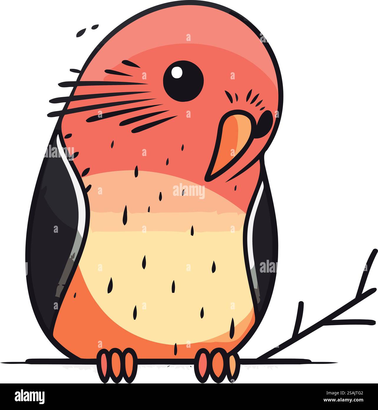 Hand drawn vector illustration of a cute little bird. Isolated on white ...