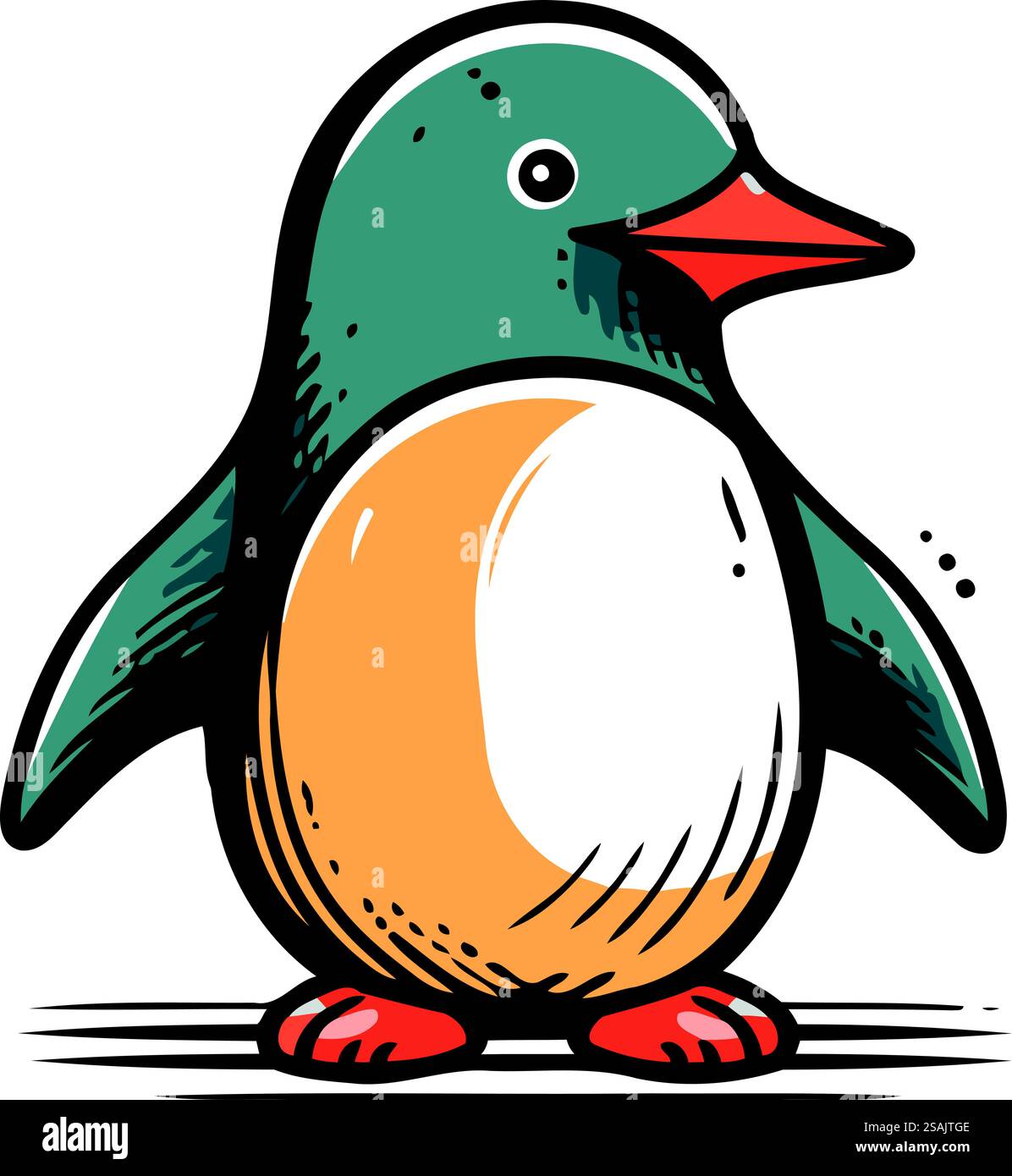 Cute penguin. Hand drawn vector illustration. Isolated on white ...