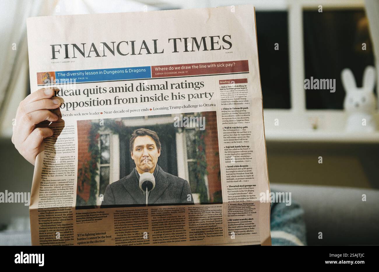Paris, France - Jan 10, 2025: A Financial Times article highlights ...