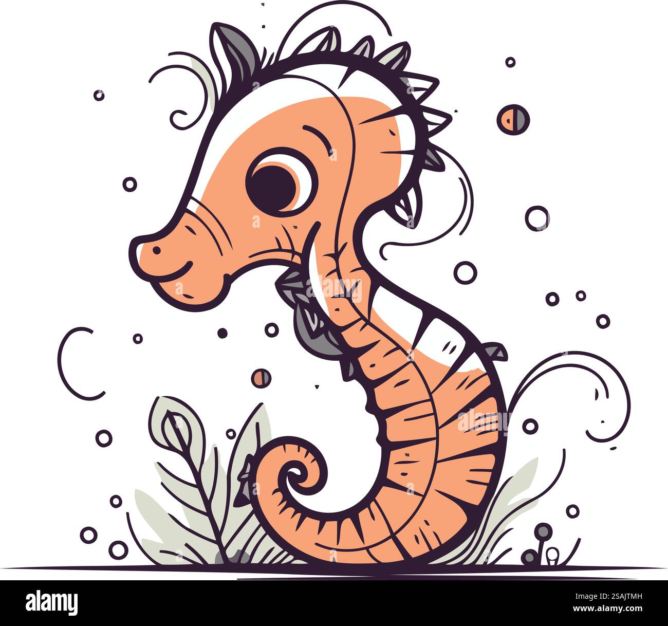 Cute seahorse. Vector illustration in doodle style Stock Vector Image ...