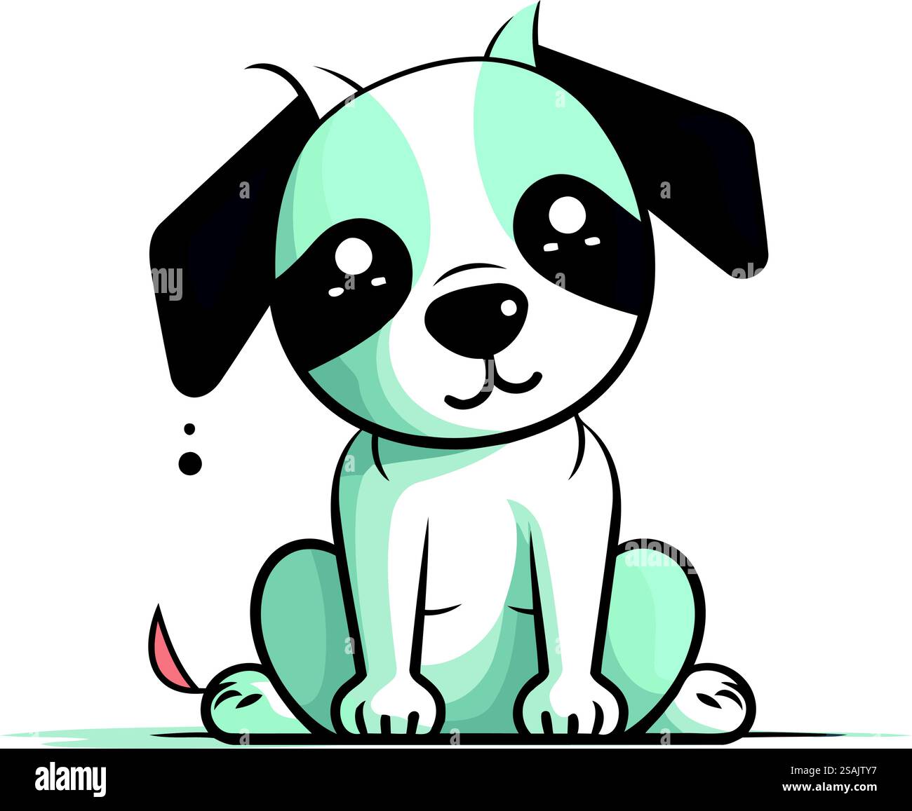 Cute cartoon dog sitting on a white background. Vector illustration ...