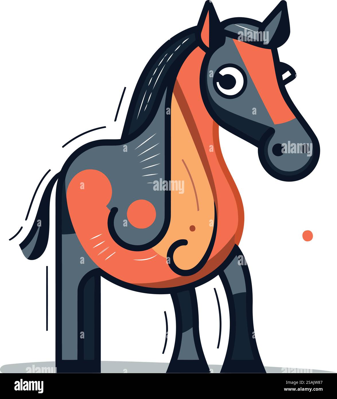 Cartoon horse. Vector illustration in a flat style. Isolated on white ...